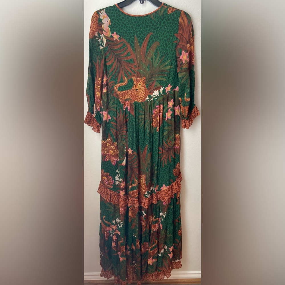 FARM Rio Mix Wild Leopards Green Maxi Dress Size XS - Picture 3 of 9